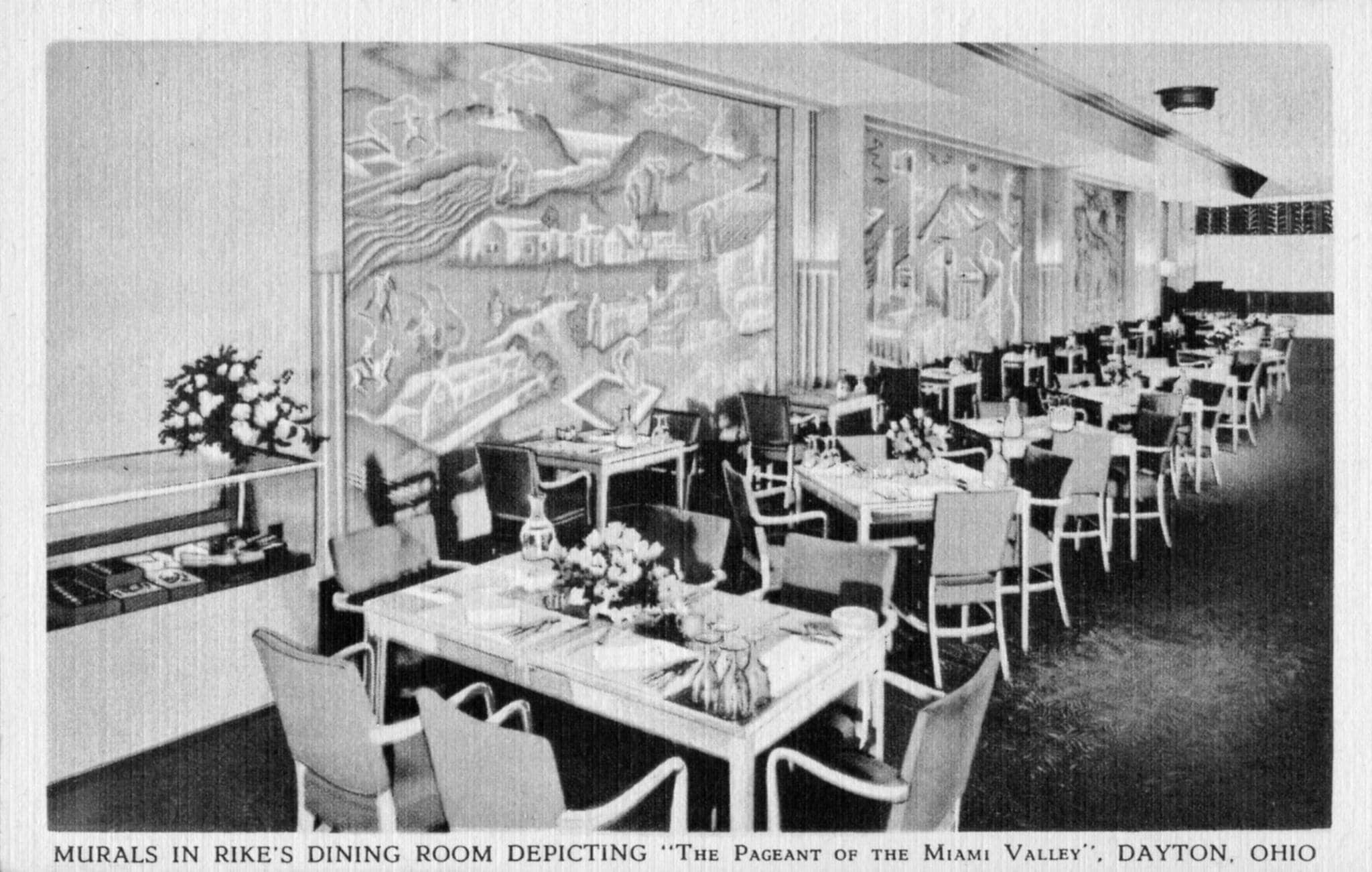 black and white photo of the Coin Room Restaurant in Rike's Department Store, Dayton, Ohio.