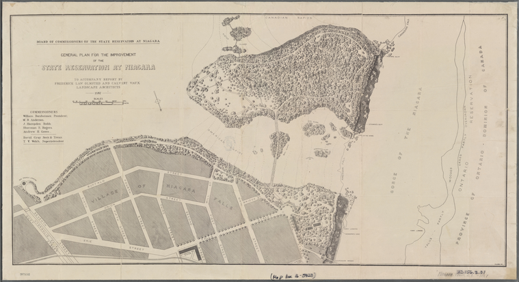 NYCPL map showing the plan for the state park at Niagra