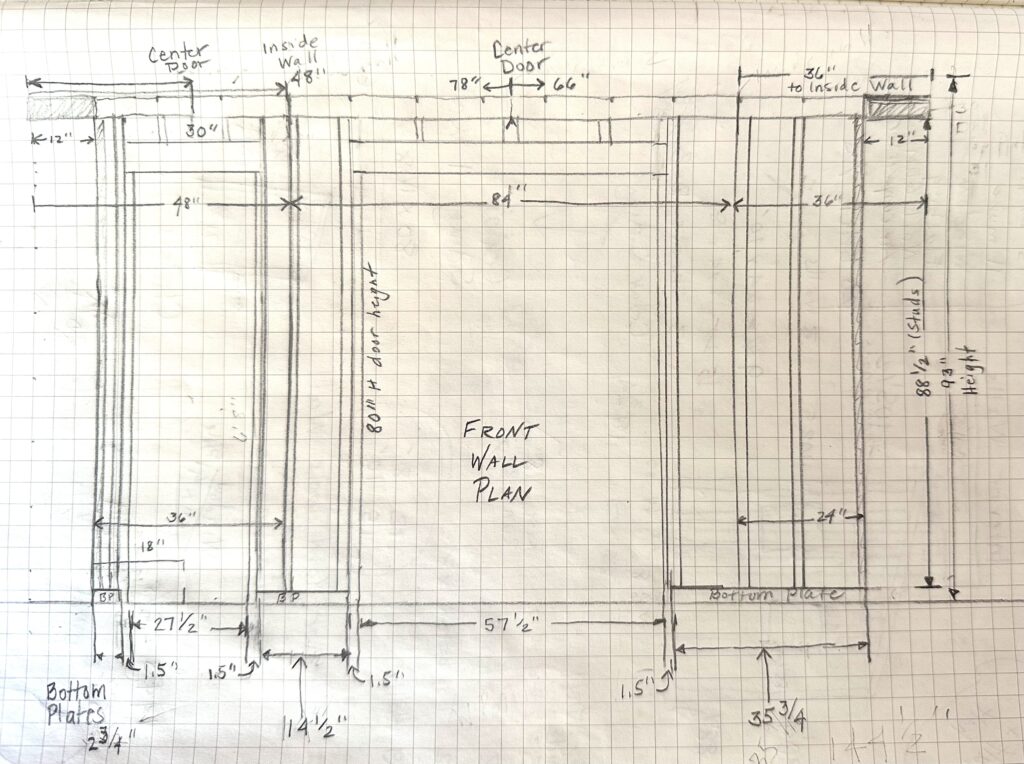 Plan for framing a wall with door openings